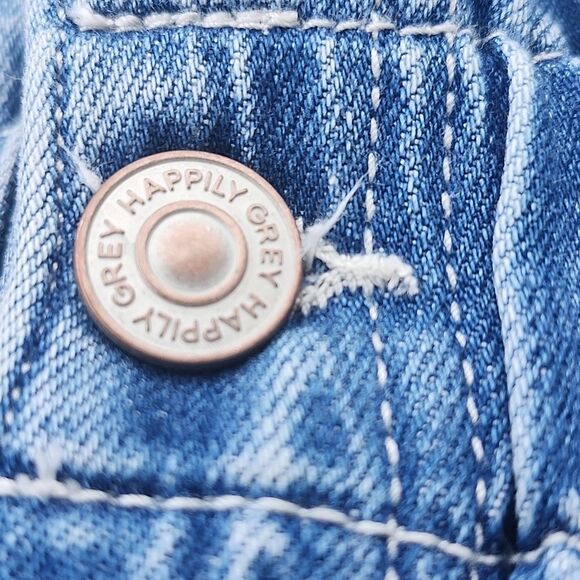 Happily Grey Ultra High Waist Paper Bag Waist Cuffed Denim Shorts, 1/25 - Picture 3 of 6